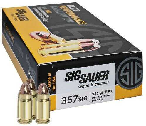 357 Sig 124 Grain Full Metal Jacket 50 Rounds Sauer Ammunition