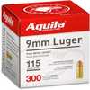 9mm Luger 115 Grain FMJ 300 Rounds Aguila Ammunition