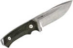Woox Bu Rock62 4.25" Fixed Plain Stonewash Sleipner Steel Blade Black Micarta Handle