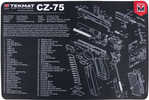 TekMat TEKR17CZ75 Black/White Rubber 17" Long 11" X 17" CZ-75 Parts Diagram Illustration