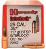 Hornady Interlock Bullets .25 Cal .257" 117 Gr BTSP 100/ct