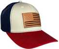 Outdoor Cap Stone/Navy/Cardinal Trucker w/ USA Flag Leather Patch