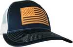 Outdoor Cap Navy/White Trucker w/USA Flag Leather Patch