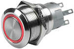 Marinco Push Button Switch - 12V Latching On/Off - Red LED