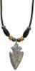 Little D Stone Arrow Head BroadHead Pendant Necklace W/Black Bone 20" 1 3/8"X7/8"