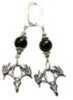 Little D Drop Tine Skull Earrings W/Black/Silver Accents