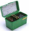 Link to Deluxe 50 Round Rifle Ammo Case25-06, 270 Win., 280 Rem., 30-06, 300 Win. Mag., 8-57 Mau, 410 Ga - Green4 Fingers at The Bottom Of Each Compartment Keep Bullets Protected From Tip Damage - Textured Polypropylene - Living-Hinge - Snap-Lok Latch