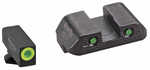AmeriGlo GL822 Trooper Set 3 Dot Tritium Green W/LumiGreen Outline Front W/Black Serrated Square Rear Blac