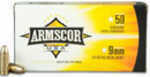 9mm Luger 124 Grain Full Metal Jacket 50 Rounds Armscor Ammunition