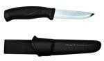 Morakniv Companion Fixed Blade Knife Stainless Steel Black Rubber Handle Sheath 4.1" and 8.5" Overall