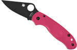 Spyderco C223PNBK Para 3 Lightweight Breast Cancer EDC 2.93" Folding Plain Black DLC BD1N SS Blade, Pink Textured FRN Ha