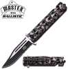 Master Assisted 3.8 in Blade Gray Skull Nylon Fiber Handle