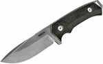 WOOX LLC Rock 62 4.25" Stonewash Drop Point Plain Micarta Black Handle Fixed