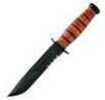 Kabar Fixed Knife With Partially Serrated Edge & Leather Sheath Md: 1252
