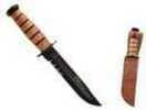 Kabar 1218 USMC Fight 7" 1095 CroVan Serrated Leather Handle & Sheath