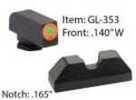 AmeriGlo GL353 UC Tritium Set Sight Fits Glock 17/19/22/23/24/26/27/33/34/35/37/38/39 Tritium/Paint Green w/Orange Outl