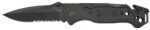 S.O.G SOG-Ff25-CP Escape 3.40" Folding Part Serrated Clip Point Black Hardcased 9Cr18MoV SS Blade/Black Anodized Aluminu