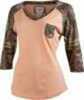 Realtree WOMEN'S Hallie Half Sleeve Medium Coral SANDS/Rt Camo