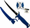 AccuSharp 736C Fillet W/Sharpener 6.50" Fixed Plain Satin Titanium Coated Stainless Steel Blade/Royal Blue Ergono