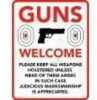 Open Road Brands Die Cut Emb Tin Sign Guns Welcome 10"x13"