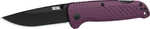 S.O.G SOG13110443 Adventure Lb 3.50" Folding Drop Point Plain Black TiNi 5Cr15MoV Blade, Dark Purple Textured Grn Handle