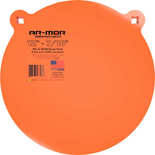 Ar-mor 12" Mil41600 Steel Gong 7/16" Thick Orange Round