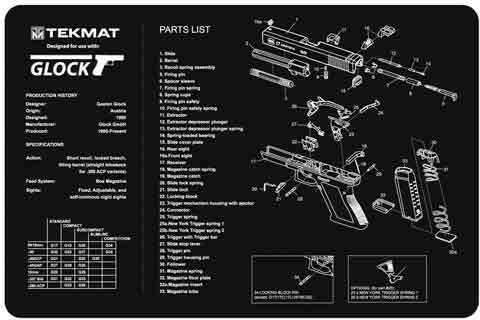 TEKMAT Armorers Bench Mat 11"X17" for Glock 17 G3