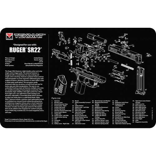 TEKMAT Armorers Bench Mat 11"X17" Ruger® SR-22 Pistol