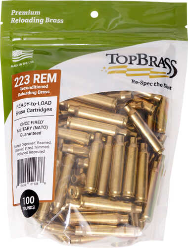 Top Brass Once Fired Unprimed .223 Rem 100CT Pouch