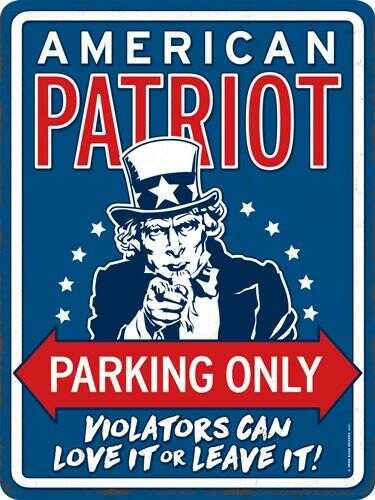 Open Road BRANDS Die Cut EMB Tin Sign Patriot Parking