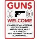 Open Road Brands Die Cut Emb Tin Sign Guns Welcome 10"x13"