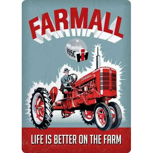 Open Road BRANDS Die Cut EMB Tin Sign FARMALL Life Is BETTR