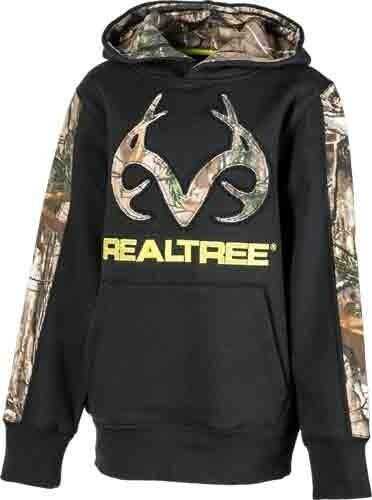 Realtree YOUTH'S HOODIE Medium Black/Camo W/Logo