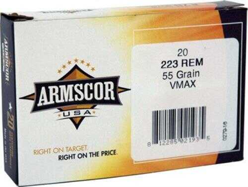 223 Rem 55 Grain V-Max 20 Rounds Armscor Ammunition 223 Remington