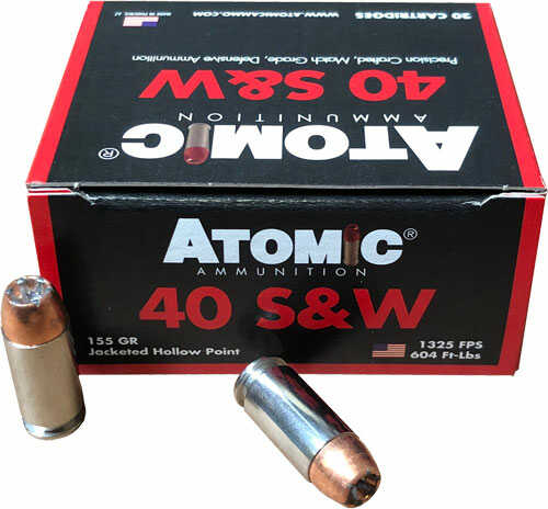 40 S&W 155 Grain Jacketed Hollow Point 20 Rounds Atomic Ammunition
