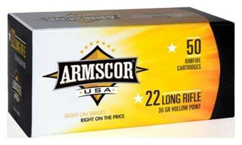 22 Long Rifle 36 Grain Hollow Point 50 Rounds Armscor Ammunition