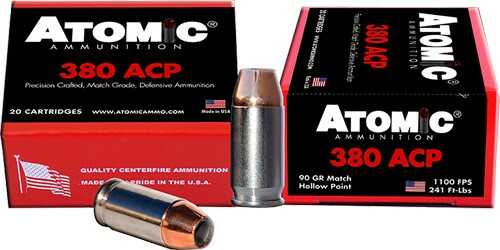 380 ACP 90 Grain Hollow Point 20 Rounds Atomic Ammunition