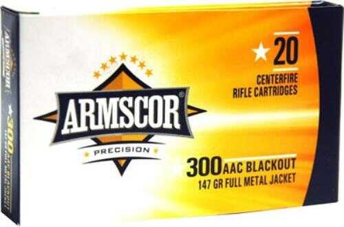 300 AAC Blackout 147 Grain Full Metal Jacket 20 Rounds Armscor Ammunition