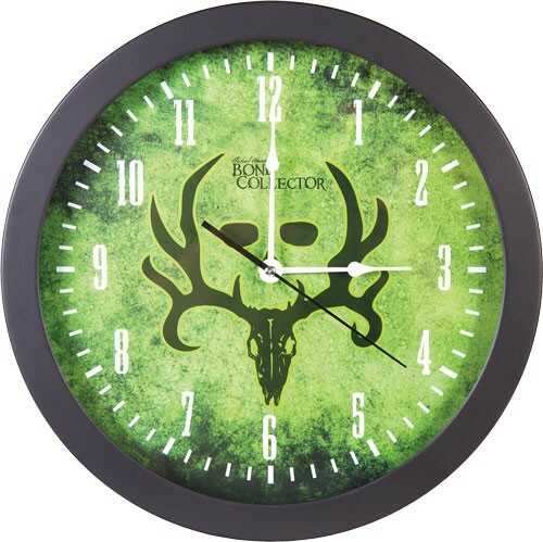 Bone Collector Wall Clock 14" Green/Black W/Skull Logo<