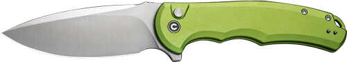 CIVIVI Knife Praxis 3.75" Lime Green Aluminum/Satin Button LK