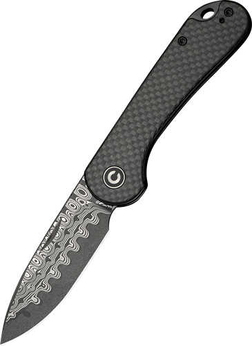 CIVIVI Knife ELEMENTUM Slip Joint 2.9" CRBN FBR/Damascus