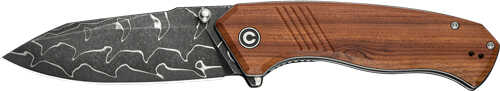 CIVIVI Knife PLACOID 3.67" Wood/DIMASCUS Blade Liner Lock