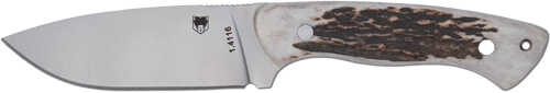 COBRATEC Twin Mountain 4" Fixed Blade GENIUN Stag W/SHTH