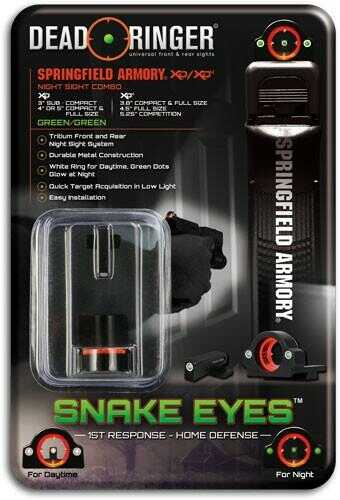 Dead Ringer Dr4111 Snake Eyes Springfield XD 4/5 In Frnt/Rear Tritium Night Grn