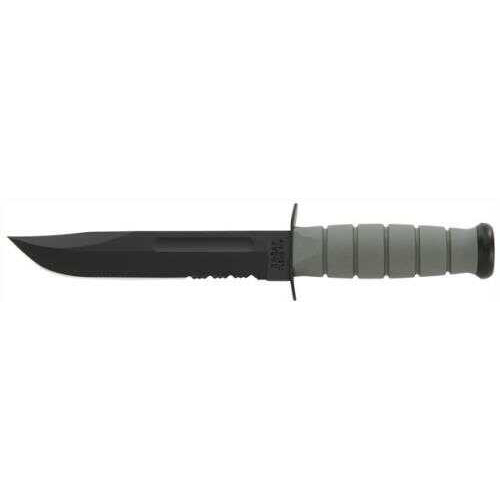 KA-BAR Fighting/Utility Knife 7" SERR W/Plastic STH. F-Green