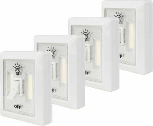 PROMIER Micro Cordless Light Switch 4-Pack W/Magnet & BATT