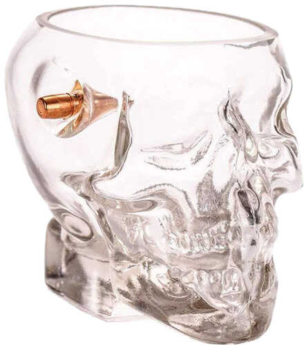 2 Monkey Skull Whiskey Glass With A .308 Bullet Blown In