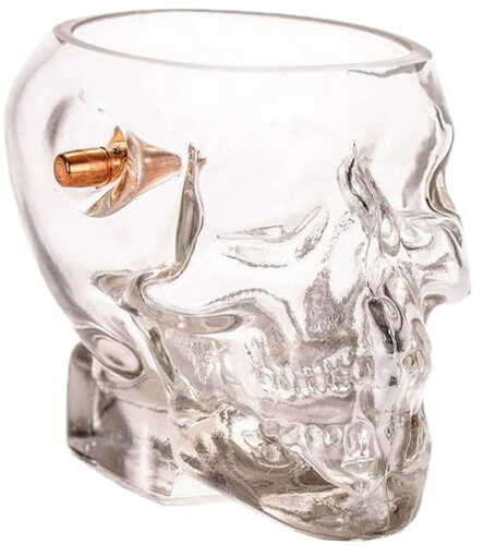 2 Monkey Skull Whiskey Glass With A .308 Bullet 2-pack