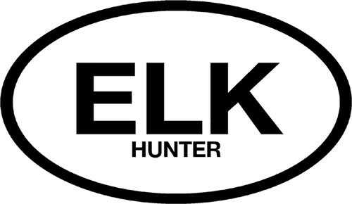 Outdoor DECALS Elk Hunter Oval 6"X3" Black On White