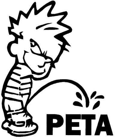 Outdoor DECALS Pee On Peta 6"X6" White